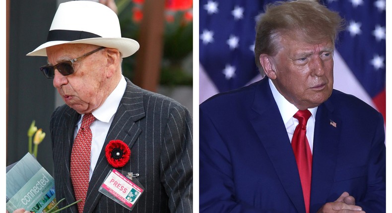 Fox Corp. chairman Rupert Murdoch; former US President Donald TrumpGetty Images