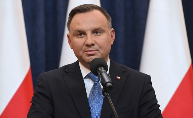 Prezydent Andrzej Duda podczas konferencji prasowej