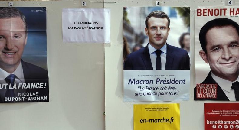 Marine Le Pen (candidate number 2) did not provide campaign posters in time