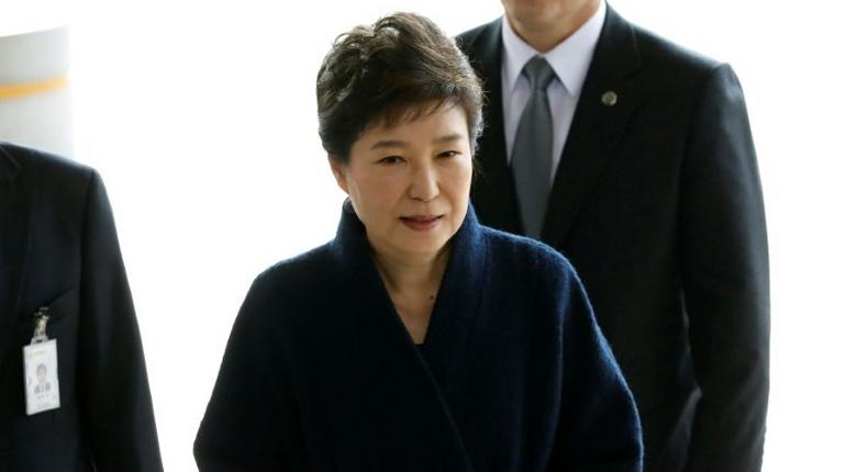 South Korea's ousted leader Park Geun-hye arrives to face questioning by prosecutors over the corruption and abuse of power scandal that brought her down, March 21, 2017