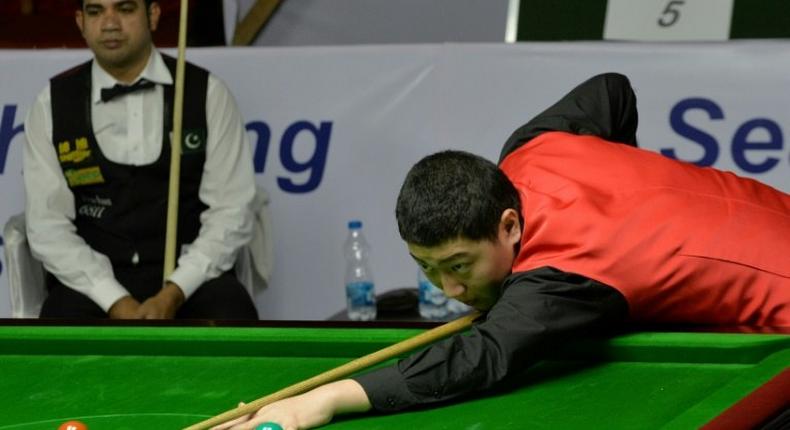 Yan Bingtao, pictured in 2014, threatened at one point to become the youngest player to win a match at the championships at the Crucible Theatre