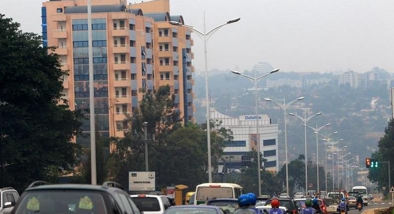 Traffic builds up on a main street in Rwanda [REUTERS]