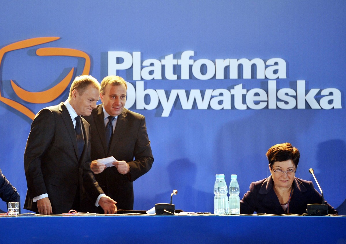 Donald Tusk, Grzegorz Schetyna i Hanna Gronkiewicz-Waltz