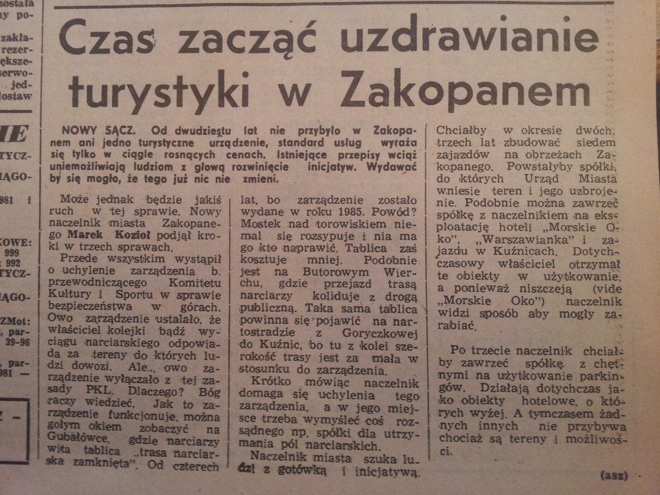 Czas zacząć uzdrawianie turystyki w Zakopanem...