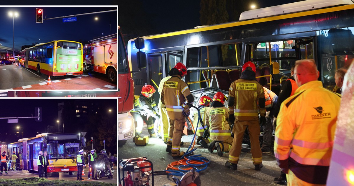 Drogowy koszmar w Warszawie. Ciężarówka zderzyła się z miejskim autobusem. Są ranni