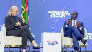 President William Ruto U.S. Ambassador Meg Whitman during an engagement at the American Chamber of Commerce (AmCham) Business Summit, Nairobi County on April 25, 2024