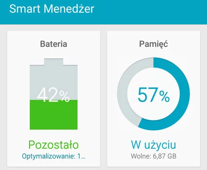 Samsung Smart Menedżer oferuje ważne informacje systemowe w jednym miejscu, na przykład o stanie akumulatora.