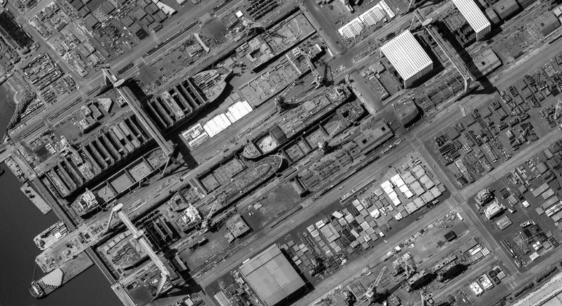 Jiangnan Shipyard was recently expanded and is now being merged with another yard.Satellite image  2023 Maxar Technologies