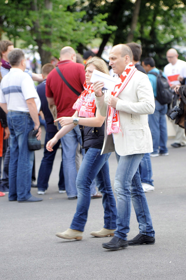 Izabela i Kazimierz Marcinkiewiczowie na meczu Włochy-Niemcy / fot. Adam Chelstowski / Agencja Forum