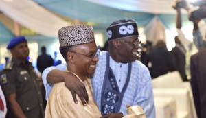 Kaduna State governor, Nasir El-Rufai, hugs former Lagos governor, Bola Tinubu [Punch]