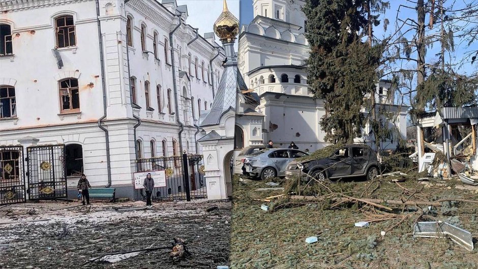 Klasztor w Swiatohirśku po bombardowaniu