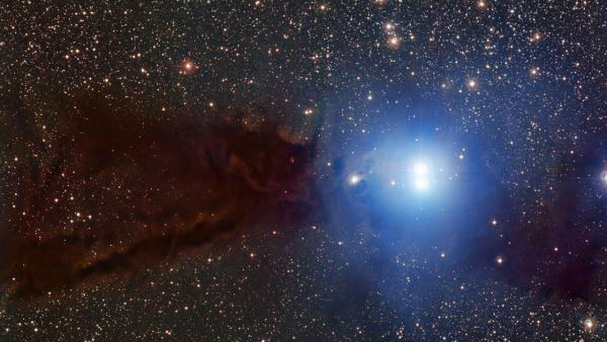 Sugestywne zdjęcie z Europejskiego Obserwatorium Południowego (ESO) pokazuje ciemny obłok, w którym powstają nowe gwiazdy oraz gromadę błyszczących gwiazd, które już się wyłoniły ze swojego matecznika. Tak mogły wyglądać kiedyś narodziny Słońca.