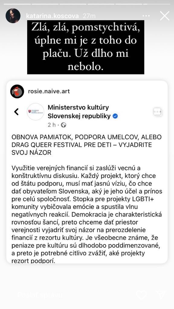 Koščová vyjadrila svoj názor verejne.
