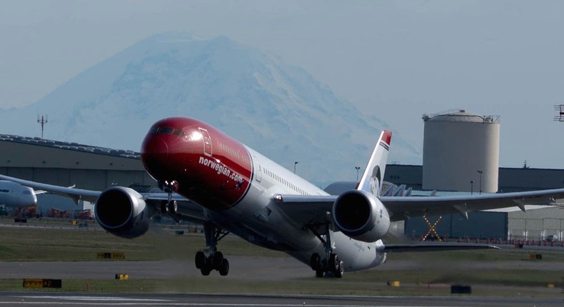 A Norwegian Air Boeing 787.