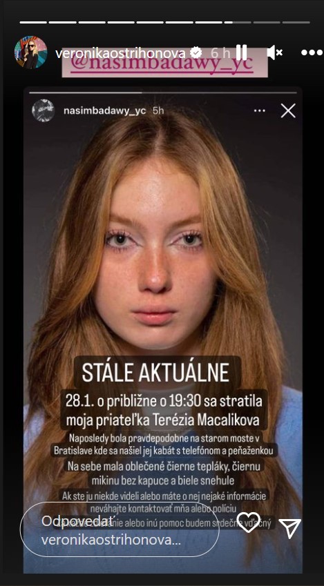 Fotka Terezy sa objavila na profiloch viacerých známych Sloveniek. 