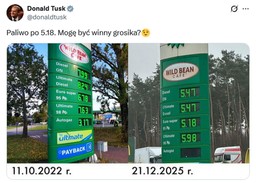 nowy cud na stacjach, benzyna po 5,18 zł/l. tusk: mogę zwrócić grosika?