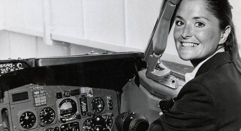 Bonnie Tiburzi was hired as a pilot by American Airlines in 1973, becoming the first woman in the US to fly as a pilot for a major commercial airline.Courtesy of American Airlines