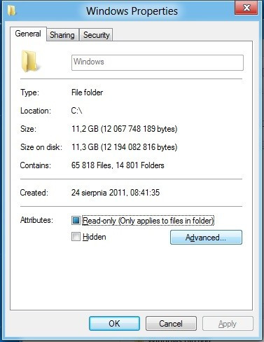 Windows8 - Po instalacji ubyło kilkanaście gigabajtów na system i aplikacje. Windows 8 przejął folder po Windows 7.