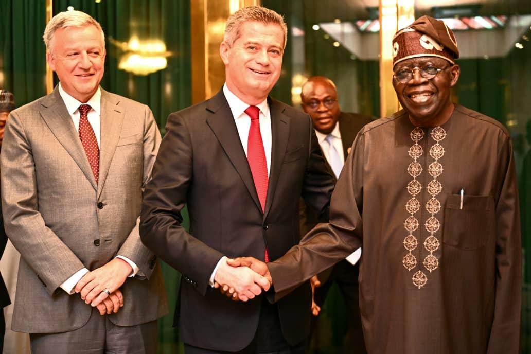 President Bola Tinubu receives Chief Executive Officer of Coca-Cola Hellenic Bottling Company, Mr Zoran Bogdanovic and President, Coca-Cola Company, Mr John Murphy, at Presidential Villa Abuja on Thursday [Presidency]