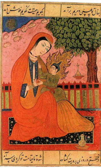 Maryja i Jezus – stara perska miniatura