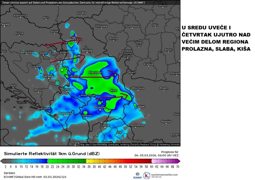 Čubrilo je najavio prolaznu i slabu kišu