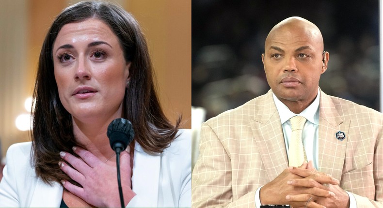 Former White House aide Cassidy Hutchinson wrote her lawyers gave her a hard time for not recognizing basketball legend Charles Barkley.Jacquelyn Martin/AP; Mitchell Layton/Getty Images