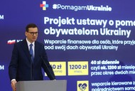 Premier Mateusz Morawiecki podczas konferencji ws. wsparcia dla ukraińskich uchodźców