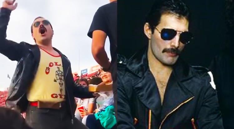 Freddie Mercury és hasonmása. De vajon melyik, melyik?