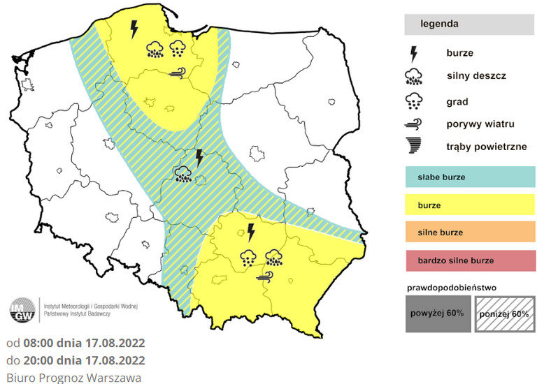 Środa burzowo zapowiada się od Pomorza po południowy wschód