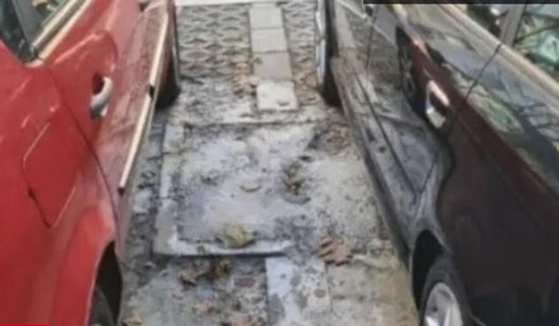 Na Vračaru isekli i zabetonirali drvo da bi imali više mesta za parking