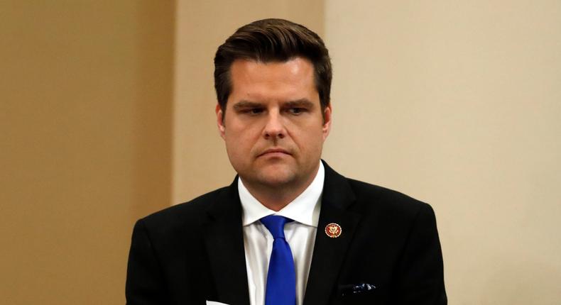 Rep. Matt Gaetz watches during a House Judiciary Committee markup of the articles of impeachment against President Donald Trump, on Dec. 12, 2019.