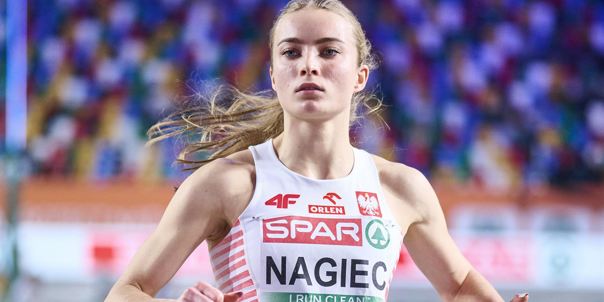 Weronika Nagięć, czyli zjawiskowa półfinalistka halowych mistrzostw Europy w Stambule w biegu na 60 m. 