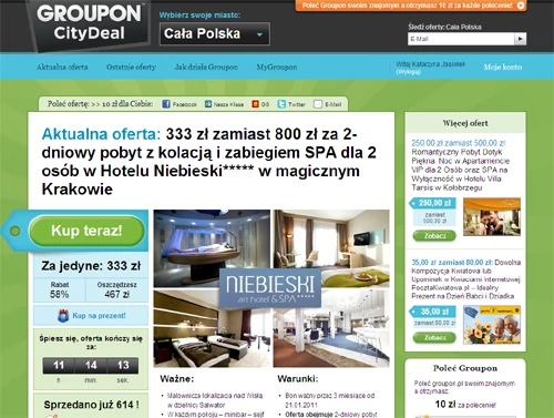 Przez niecały rok działalności polski Groupon zebrał 2 miliony użytkowników, którzy zaoszczędzili dzięki kuponom ponad 100 tysięcy złotych