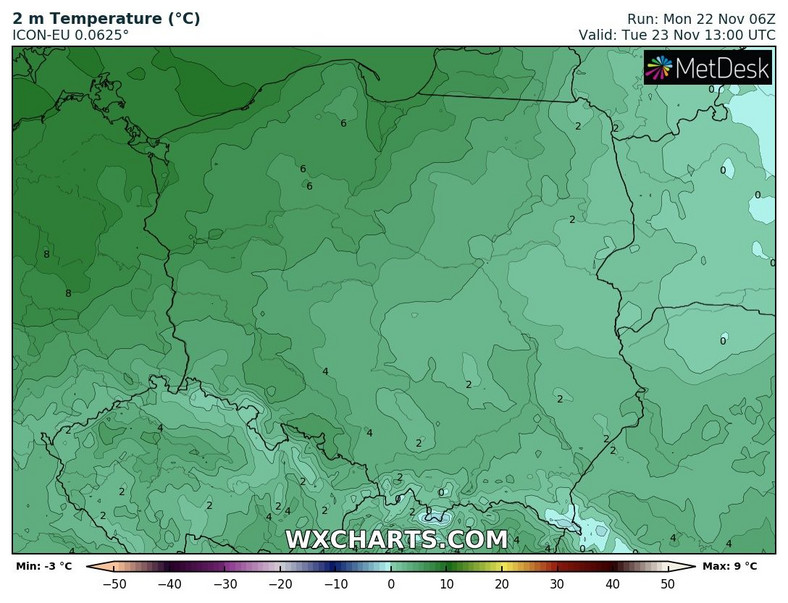 Temperatura wszędzie będzie dodatnia