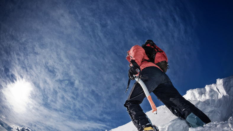 Alpinista na Mont Blanc
