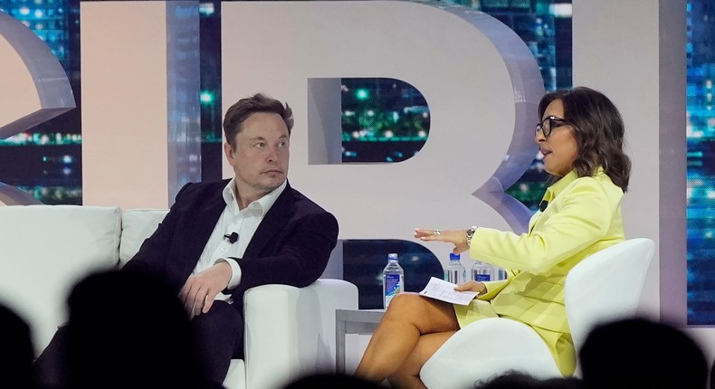 Elon Musk and Linda Yaccarino.AP Photo/Rebecca Blackwell