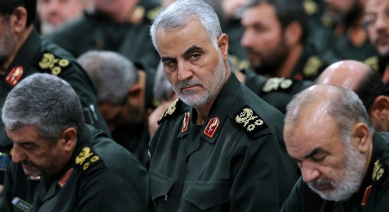 A file photo of Major General Qassem Suleiman (centre)