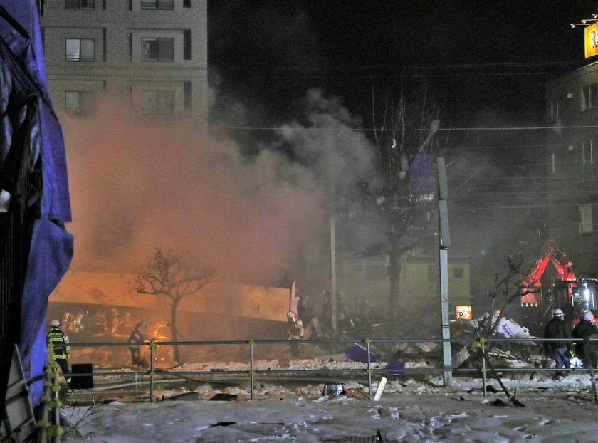 A view of a site of an explosion at a bar in Sapporo