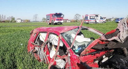 Dramatyczne sceny w Łódzkiem! Kierowca uderzył w drzewo i dachował