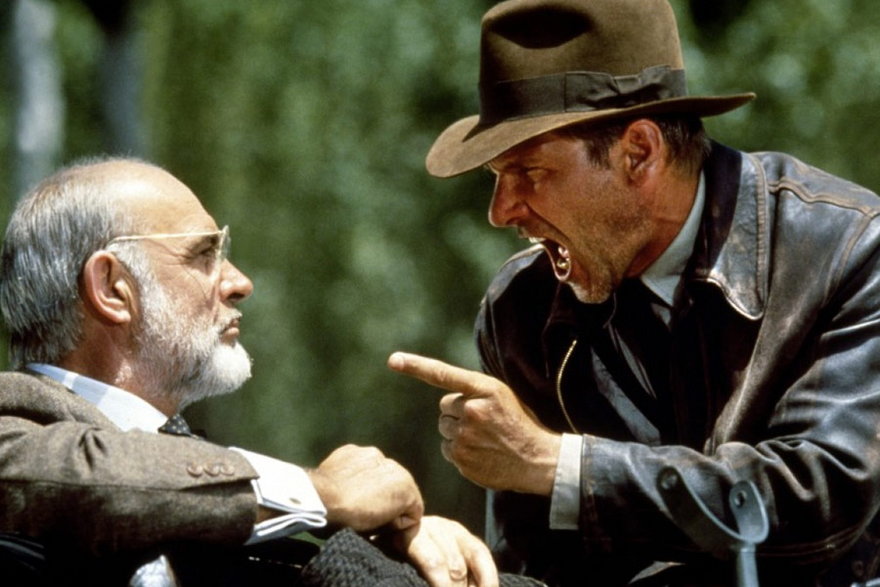 Sean Connery jako profesor Henry Walton Jones Senior i Harrison Ford jako Indiana Jones w filmie "Indiana Jones i Ostatnia Krucjata"