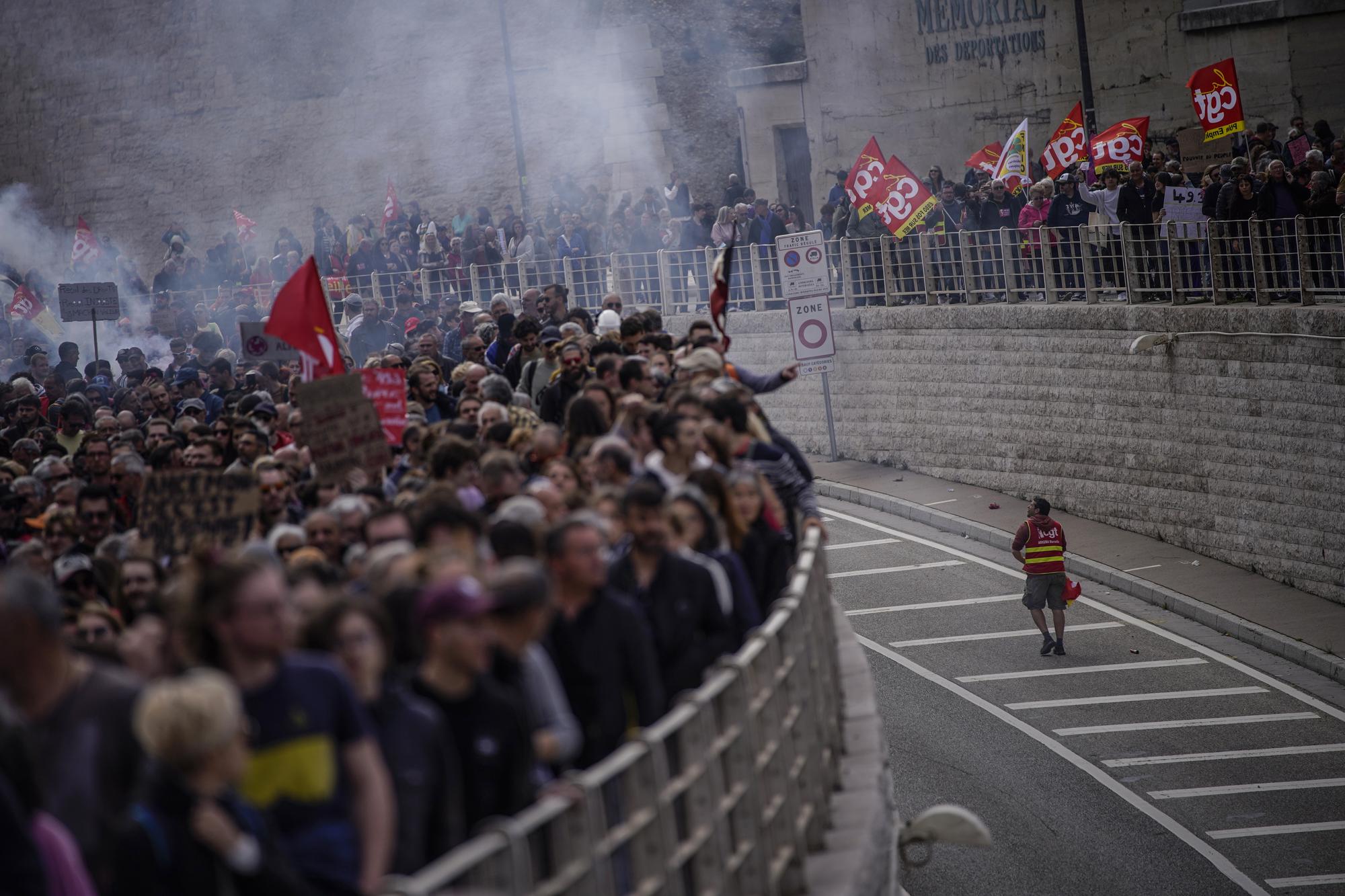 Protesty proti dôchodkovej reforme vo Francúzsku.