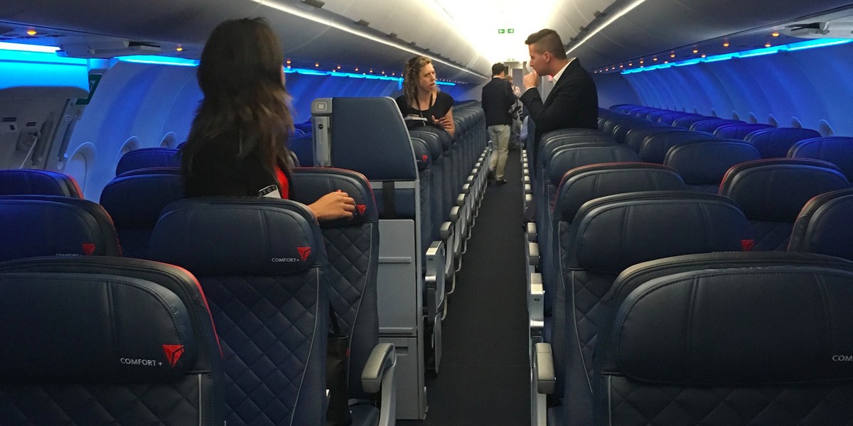 Delta Airbus A321 interior.