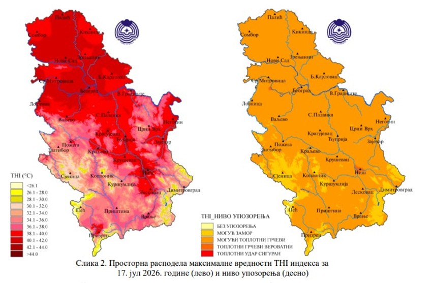 Indeks toplotnog strsa za petak