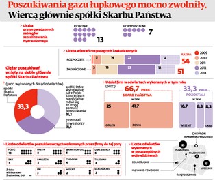 Poszukiwania gazu łupkowego: Wiercą głównie spółki Skarbu Państwa
