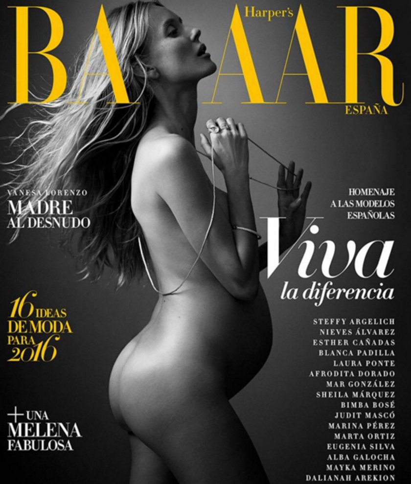 Partnerka Carlesa Puyola Vanesa Lorenzo w zaawansowanej ciąży i nago na okładce Harper's Bazaar