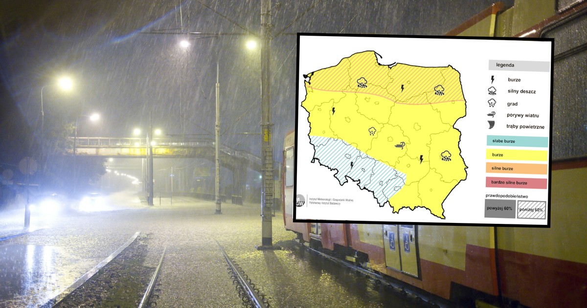 Groźne burze z ulewami i gradem niemal nad całą Polską. IMGW wydaje żółty alert