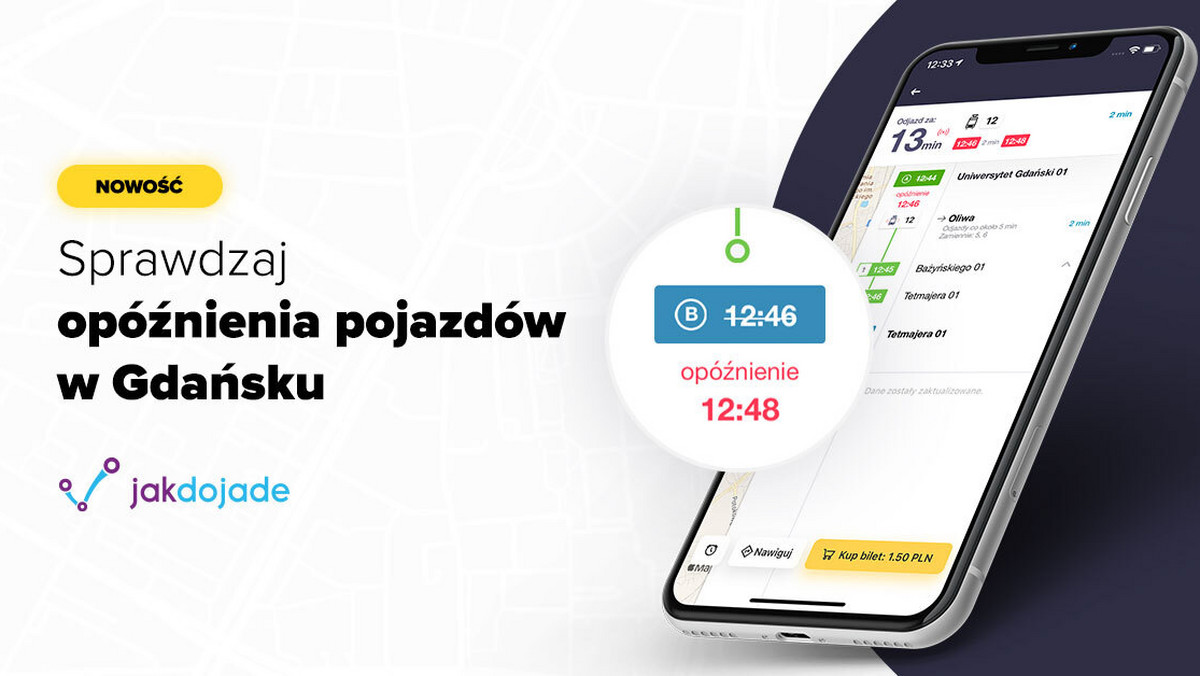 Od 7 czerwca aplikacja Jakdojade, ułatwiająca korzystanie z komunikacji miejskiej, będzie przewidywać opóźnienia i pokazywać na żywo faktyczną lokalizację pojazdów mieszkańcom Gdańska. 