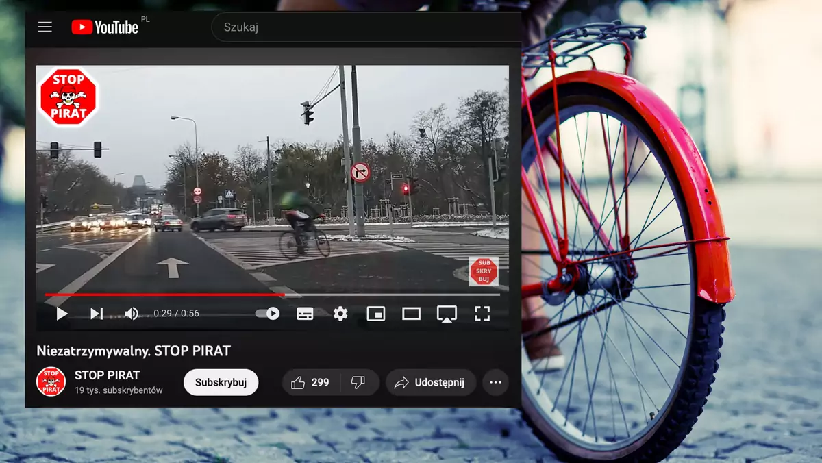 Rowerzysta najwyraźniej całkowicie zignorował przepisy ruchu drogowego
