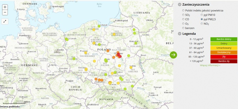 Stężenie pyłu PM2,5 - 2017-03-10 od godziny 6:00 do 7:00 