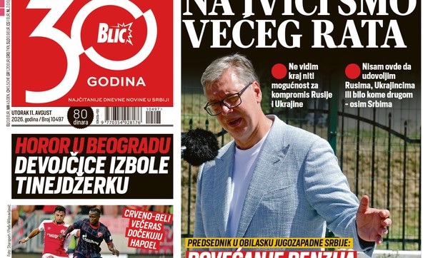 Blic naslovna strana za 11.8.